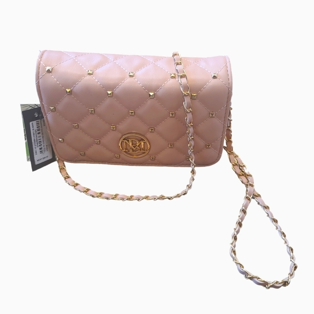 Badgley Mischka Diamond Quilted Blush Crossbody Bag Women's NWT - Picture 3 of 10